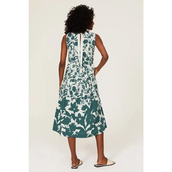 Peter Som Collective Dress Floral Print Sleeveless Tiered Midi Green Size 10 - Picture 5 of 13